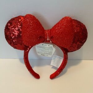 Disney red sequin ears with bow nwt